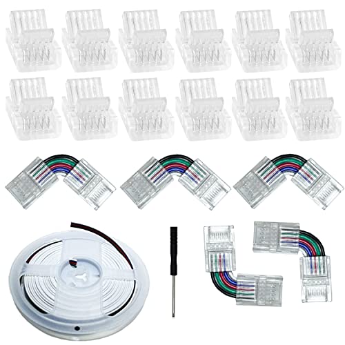 SHAOYAYAZHANG 5pin 12mm führte Anschlüsse lötfrei transparent Spur Beleuchtung Anschlüsse Eckverbinder mit 16.4ft Verlängerungsschnüre für 5050 führte LED Streifen (5p-12) von SHAOYAYAZHANG