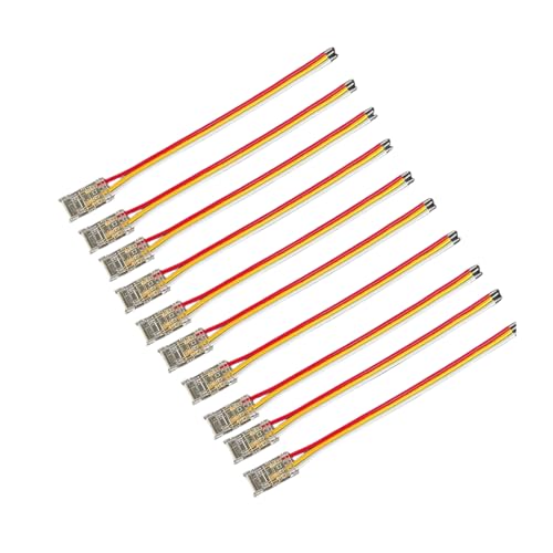 SHAOYAYAZHANG CCT COB-LED-Streifen-Verbindungs-Set für 5 mm breite CCT-COB-LED-Streifen, 3-polig, 10 Stück Streifen zu Drahtverbinder für 5 mm COB-LED-Lichtstreifen SHAOYAYAZHANG CCT COB-LED-Streifen-Verbindungs-Set für 5 mm breite CCT-COB-LED-Streifen, 3-polig, 10 Stück Streifen zu Drahtverbinder für 5 mm COB-LED-Lichtstreifen von SHAOYAYAZHANG