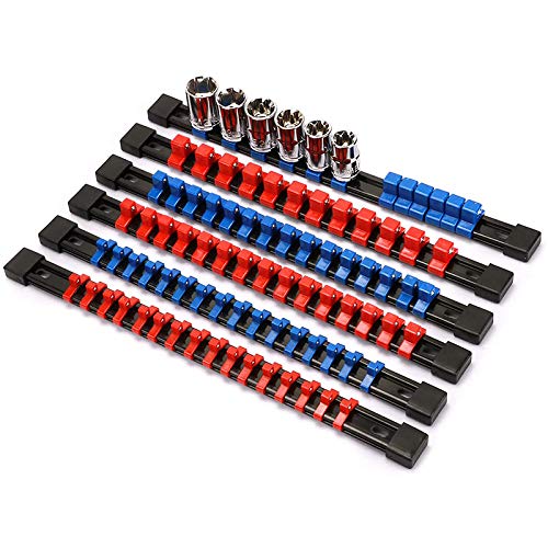 SHAPOKY ABS-Steckschlüssel-Organizer, Steckschlüsselhalter, 1/4--Antrieb x 32, 3/8--Antrieb x 30, 1/2--Antrieb x 24, 6-teiliges Set von SHAPOKY