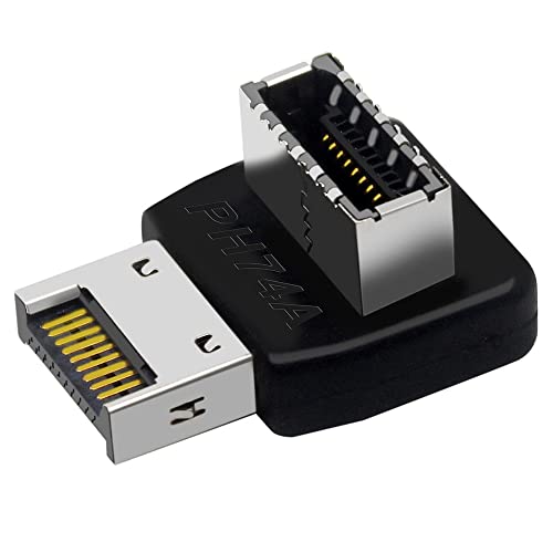 SHAPOKY Computer-Motherboard Typ E USB 3.1 Type-E Schnittstelle 90 Grad Lenkbogen vorne Typ C installierter Adapter (PH74A) von SHAPOKY