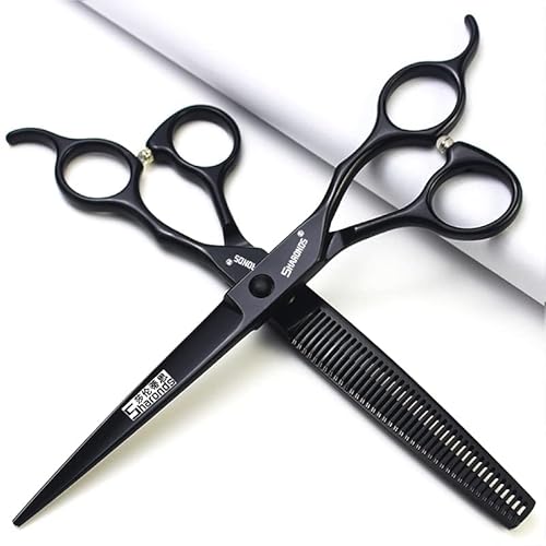 6/7 pulgadas Salón de corte de pelo negro herramienta de corte de pelo 440c Corte de pelo de acero inoxidable de alta dureza Corte de pelo delgado (7 pulgadas y 2 piezas-A) von SHARONDS