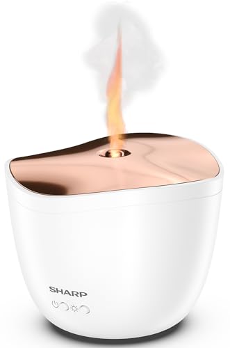 Sharp Aroma Ultraschall Diffuser Zerstäuber mit Kerzenlicht-Effekt für Duftöle & ätherische Öle zur Aromatherapie (weiß/rosé-Gold) von SHARP