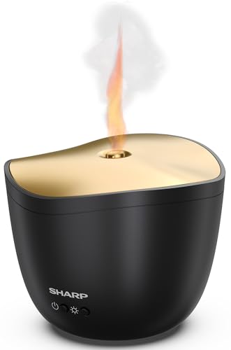 Sharp Aroma Ultraschall Diffuser Zerstäuber mit Kerzenlicht-Effekt für Duftöle & ätherische Öle zur Aromatherapie (schwarz/gold) von SHARP