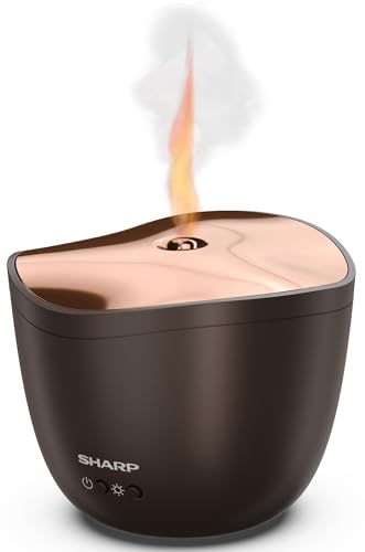 Sharp Aroma Ultraschall Diffuser Zerstäuber mit Kerzenlicht-Effekt für Duftöle & ätherische Öle zur Aromatherapie (schwarz/rosé-Gold) von SHARP