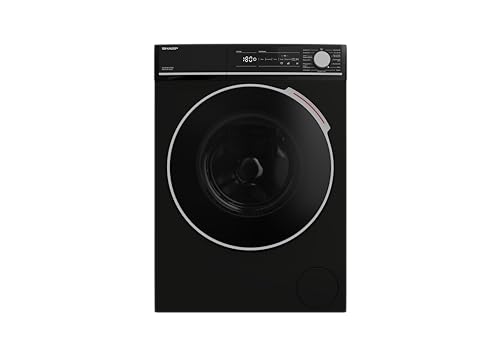Sharp ES-NFH814CBDA-DE Waschmaschine Frontlader/A / 8 kg / 1400 U/min/Adanced Inverter Motor / 15 Programme inkl. 12 min Kurzprogramm und Dampffunktion/AquaStop/Schwarz von SHARP