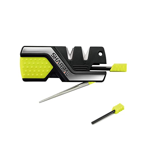 SHARPAL 101N (Grüne Version) 6-in-1 Taschenmesser schärfer & Überlebenswerkzeug mit noch ein Feuerstein, Schärfen und polieren Sie alle Outdoor- und Küchenmesser, aus Diamant von SHARPAL