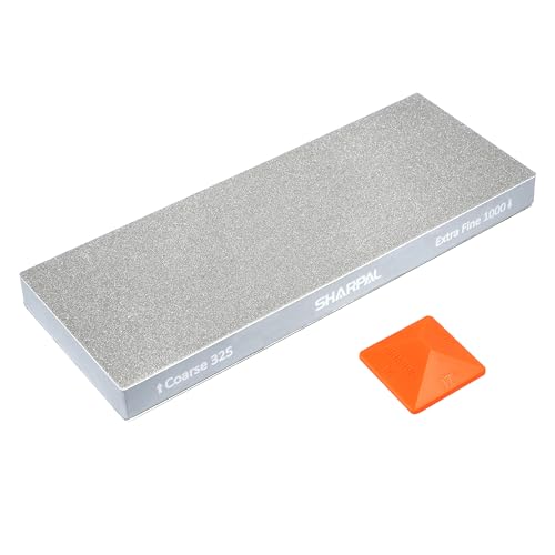 SHARPAL 168H Diamant Schleifstein Grob 325 / Extrafein 1000 Doppelseitig Wetzstein – Professioneller Messerschärfer mit Winkelführer & rutschfester Unterlage (200 x 75 mm) von SHARPAL