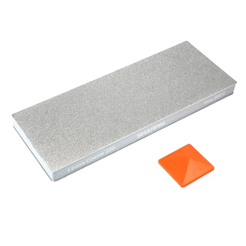SHARPAL 169H Diamant Schleifstein Extra-Grob 220 / Fein 600 Doppelseitig Wetzstein – Professioneller Messerschärfer für Messer mit Winkelführer & rutschfester Unterlage (200 x 75 mm) von SHARPAL