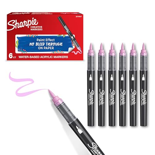 Sharpie Creative Marker Acryl-Farbstifte | Wasserbasierte Farbmarker mit Pinselspitze | Schulsachen | Rosa | 6 Stück von PARKER