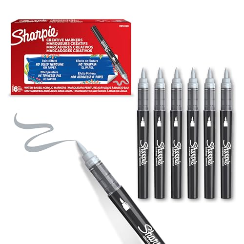 SHARPIE Creative Marker Acryl-Farbstifte | Wasserbasierte Farbmarker mit Pinselspitze | Schulsachen | Kühl Grau | 6 Stück SHARPIE Creative Marker Acryl-Farbstifte | Wasserbasierte Farbmarker mit Pinselspitze | Schulsachen | Kühl Grau | 6 Stück von SHARPIE