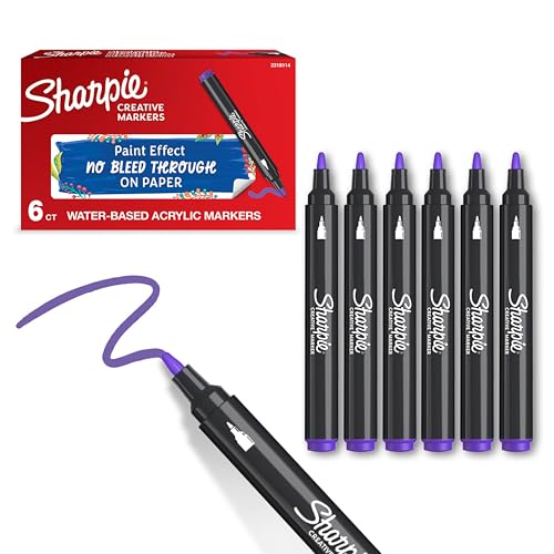 Sharpie Creative Marker Acryl-Farbstifte | Wasserbasierte Farbmarker mit Rundspitze | Schulsachen | Lila | 6 Stück von PARKER