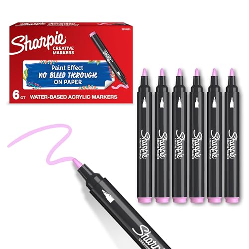 Sharpie Creative Marker Acryl-Farbstifte | Wasserbasierte Farbmarker mit Rundspitze | Schulsachen | Rosa | 6 Stück von PARKER