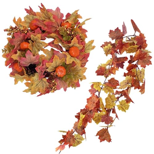 TüRkranz Herbst 30cm Herbstkranz Halloween Thanksgiving Hochzeit Herbstdeko Herbst TüRkranz FüR HaustüR Garten Fenster Outdoor(A) von SHARPMAX