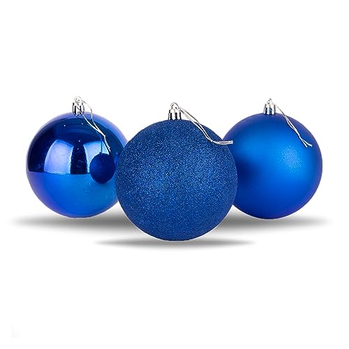 10 cm/3 Stück Weihnachtskugeln, bruchsicher, blau, Weihnachtsbaumschmuck, Kugel, Ornamente, Kugeln, Weihnachtsdekoration, Urlaubsdekoration, glänzend, matt, glitzernd von SHATCHI