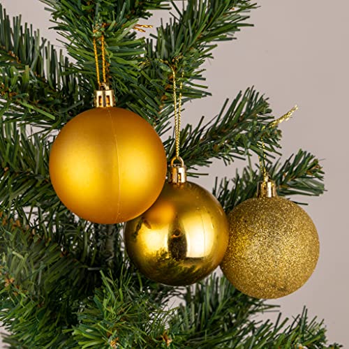 10 cm/6 Stück Weihnachtskugeln, bruchsicher, goldfarben, Weihnachtsbaumschmuck, Kugel, Ornamente, Kugeln, Weihnachtsdekoration, Urlaubsdekoration, glänzend, matt, glitzernd von SHATCHI