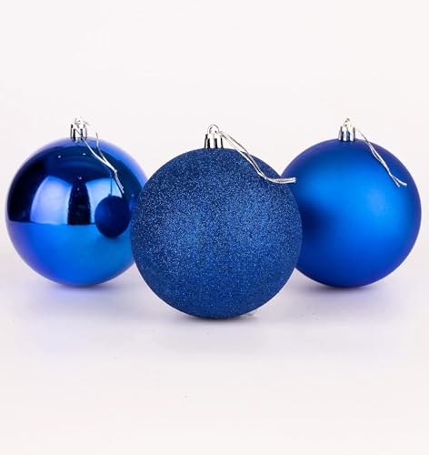 15 cm/3 Stück Weihnachtskugeln, bruchsicher, blau, Weihnachtsbaumschmuck, Kugel, Ornamente, Kugeln, Weihnachtsdekoration, Urlaubsdekoration, glänzend, matt, glitzernd von SHATCHI