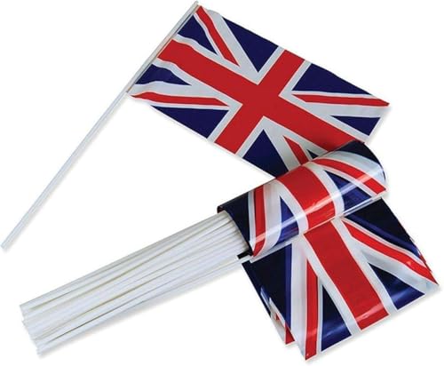 6 Stück Union Jack Handflaggen, winkende kleine Flaggen, königliche Straße, Party, Feiern, Sportveranstaltungen, Pub, Grill, Auto-Dekorationen von SHATCHI