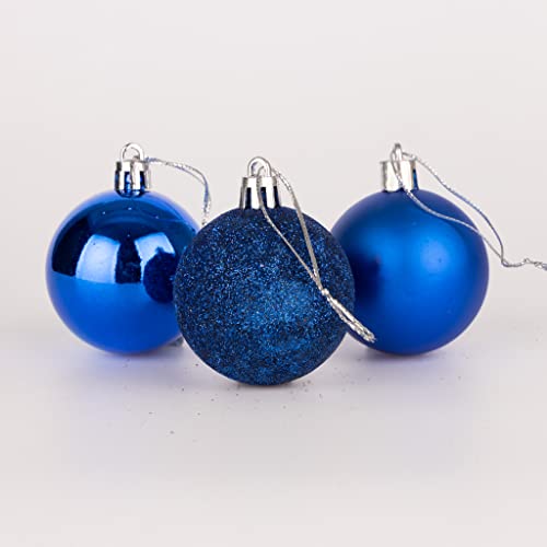 60 mm/6 Stück Weihnachtskugeln, bruchsicher, blau, Weihnachtsbaumschmuck, Kugel, Ornamente, Kugeln, Weihnachtsdekoration, Urlaubsdekoration, glänzend, matt, Glitzer von SHATCHI