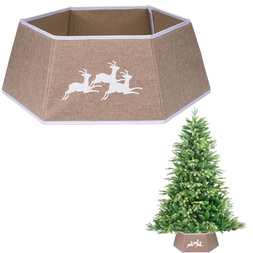 68,1 cm großer Weihnachtsbaumrock, faltbar, Jute, Weihnachtsbaumständer, Basis, Abdeckung, Kragen, Stamm, Korb, Ring für Baumschmuck 68,1 cm großer Weihnachtsbaumrock, faltbar, Jute, Weihnachtsbaumständer, Basis, Abdeckung, Kragen, Stamm, Korb, Ring für Baumschmuck von SHATCHI