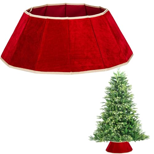 68,1 cm großer Weihnachtsbaumrock, faltbar, Samt, Weihnachtsbaumständer, Basisabdeckung, Kragen, Stamm, Korb, Ring für Baumschmuck 68,1 cm großer Weihnachtsbaumrock, faltbar, Samt, Weihnachtsbaumständer, Basisabdeckung, Kragen, Stamm, Korb, Ring für Baumschmuck von SHATCHI