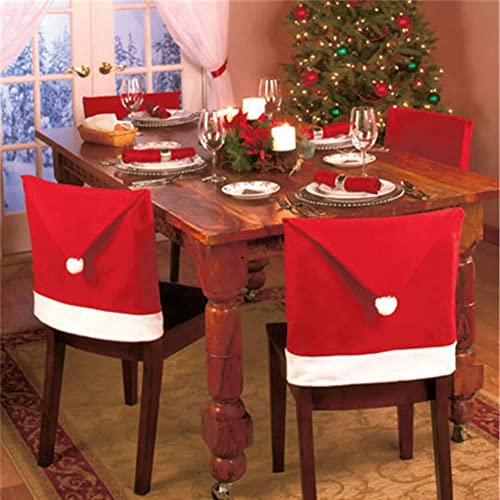 Generic Weihnachtsmotiv Weihnachtsmann rot Farbe Stuhl Schneeflocke Pom Kurze Rückseite Stoffbezug Festliche Weihnachtsdekoration, 50 cm x 70 cm, 6 Stück, Filz von SHATCHI