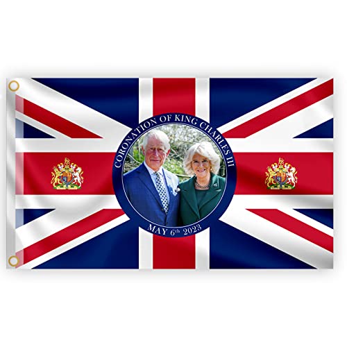 Große Union Jack Flagge New King Charles III Queen Consort Camilla British Monarch Souvereign Coronation Celebration Celebration Britain Flag Garden Street Pub Outdoor Decorations Große Union Jack Flagge New King Charles III Queen Consort Camilla British Monarch Souvereign Coronation Celebration Celebration Britain Flag Garden Street Pub Outdoor Decorations von SHATCHI