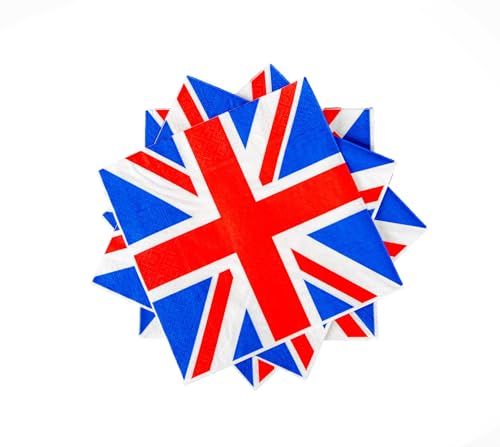 Party-Servietten, Motiv: Union Jack, VE Day, 80. Jahrestag, Dekoration, britische Flagge, Einweggeschirr, Partyzubehör, 25 Stück von SHATCHI