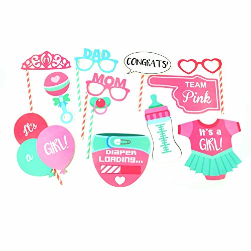 SHATCHI 11038 Babyparty-Requisiten „It's a Girl“, rosa Geburtstagsdekoration, Spiele, Foto-Selfie-Geschenke, Party-Dekorationen, Papier, Rose von SHATCHI