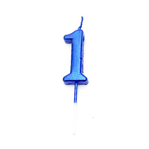 SHATCHI Blaue Kerze mit 1 Zahlen, für Jungen, Geburtstag, Hochzeit, Jahrestag, Neujahr, Party, Kuchendekoration, 4,5 cm von SHATCHI