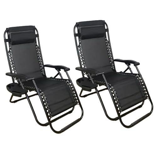 SHATCHI Gravity Chair Schwerlast-Sonnenliegen, Textoline, Outdoor- und Garten-Sonnenliegen, zusammenklappbar, mit Getränkehalter und Kopfstützenkissen, für Pool, Camping, Kaffee von SHATCHI