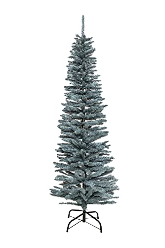 SHATCHI Künstlicher, beflockter schmaler Weihnachtsbaum, Dekoration mit Spitzen Spitzen und Metallständer, Frostgrün, 240 cm SHATCHI Künstlicher, beflockter schmaler Weihnachtsbaum, Dekoration mit Spitzen Spitzen und Metallständer, Frostgrün, 240 cm von SHATCHI