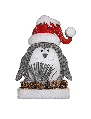 SHATCHI Rot/Grau Pinguin Weihnachten Tischfiguren Fenster Wand Tür Urlaub Zuhause Xmas Glitzer Schaum Schaustück Dekorationen 42 cm/32 cm/20 cm/32 cm von SHATCHI