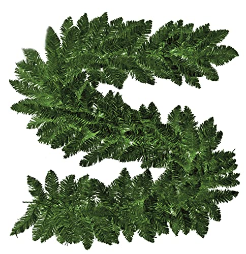 SHATCHI Schwarz-weißer kaiserlicher Kiefernkranz, Weihnachten, Urlaub, Weihnachten, Zuhause, Büro, Kamin, Treppendekoration, Nicht beleuchtet (CW/WW/mehrfarbige LEDs), einfarbig, grün, 2 m Girlande von SHATCHI