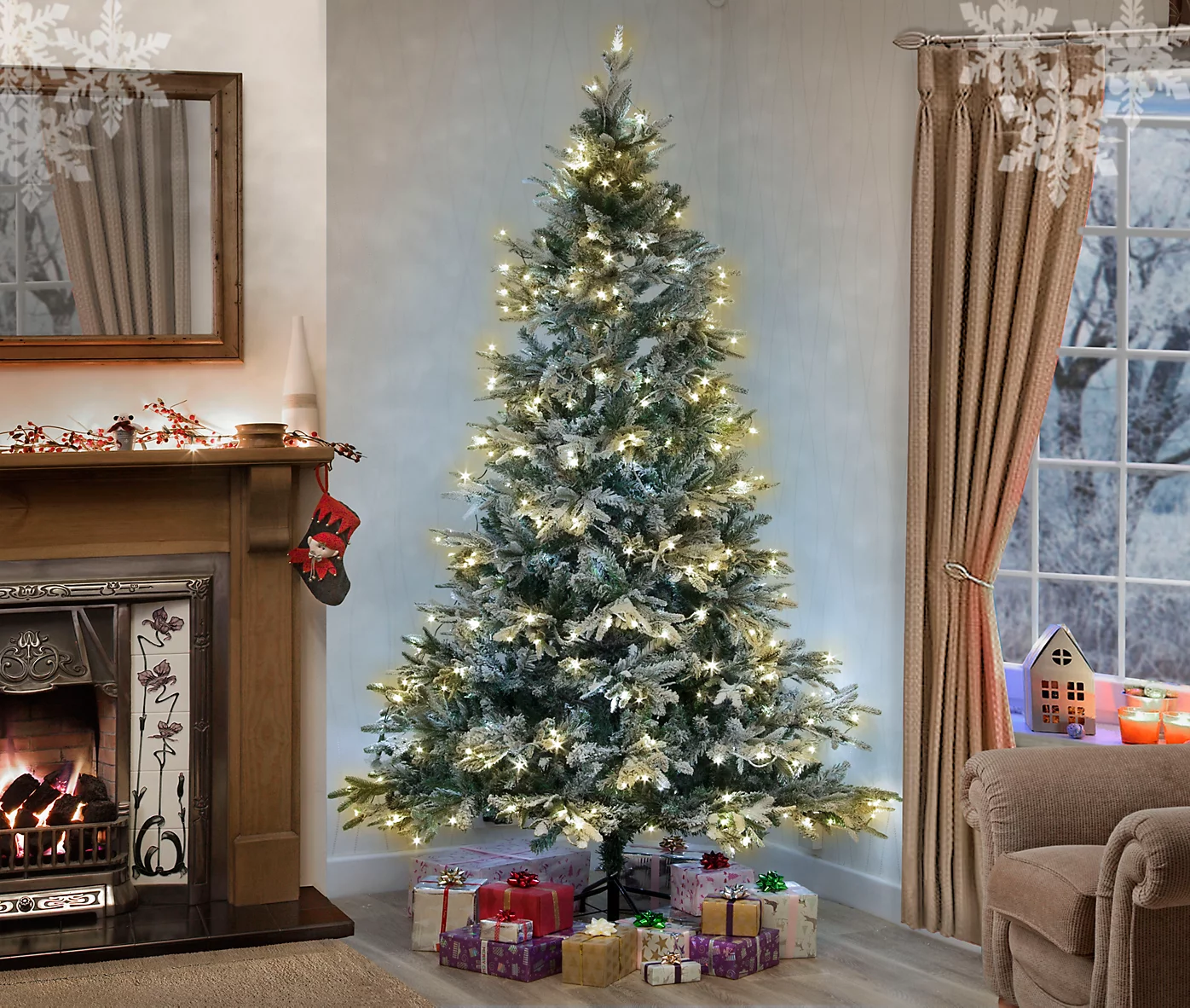 Shatchi Künstlicher Weihnachtsbaum Tannenbaum Christbaum Schnee Weiß  320 Le Ds  B-Ware von SHATCHI