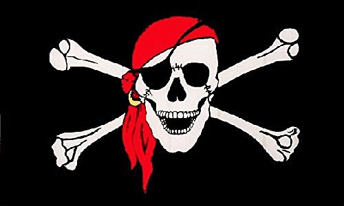 The Jolly Roger Piraten-Flagge mit rotem Schal – beeindruckende Größe 1,52 x 91,4 cm – langlebige Polyester-Konstruktion – einfache Befestigung mit Metallösen – einzigartiges Spiegelbild-Design – The Jolly Roger Piraten-Flagge mit rotem Schal – beeindruckende Größe 1,52 x 91,4 cm – langlebige Polyester-Konstruktion – einfache Befestigung mit Metallösen – einzigartiges Spiegelbild-Design – von SHATCHI