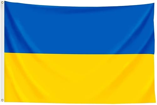 SHATCHI Ukrainische Nationalflagge mit Ösen, 152 x 91 cm, für Sportveranstaltungen, Banner, Pub, Heimbüro, Dekorationen für Fußball-Fans, 112430 von SHATCHI