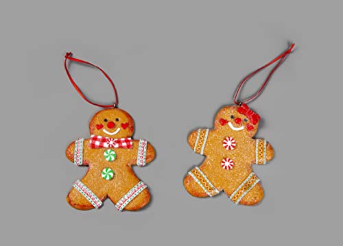 Weihnachtsbaum-Hängedekorationen, traditionelle Lebkuchen-Kekse, Paar, Mann und Dame, Weihnachtsbaum, Wanddekoration, Ornamente, 12-teiliges Set von SHATCHI