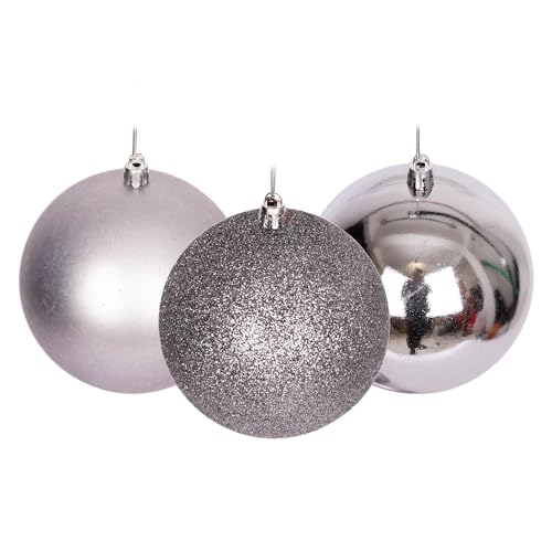 Weihnachtskugeln, bruchsicher, Mittelgrau, Weihnachtsbaumschmuck, Kugel, Ornamente, Bälle, Weihnachten, hängende Dekorationen, Urlaubsdekoration, glänzend, matt, glitzernd, 10 cm/3 Stück von SHATCHI