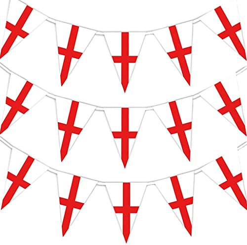 Wimpelkette, 10 m/20/40 m, englische Wimpelkette, Dreiecksflaggen, St. Georges Day, Euro, Cricket, Rugby, Fußball, Weltmeisterschaft, Sportveranstaltungen, Straßenparty-Dekoration. von SHATCHI