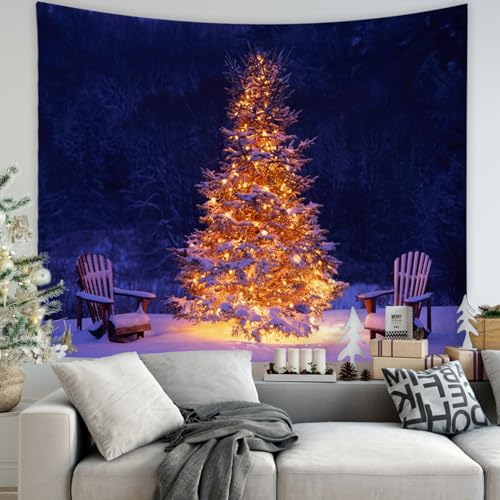 Wandteppich Schnee Weihnachten Tapisserie Wandbehang, Wandteppich Wandkunst Für Schlafzimmer,Wohnzimmer Dorm Decor Wandteppich,Tagesdecke Wohnkultur 130X150Cm von SHATSS