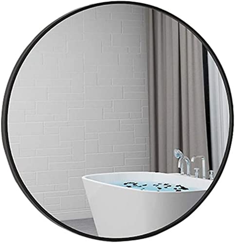 Badezimmerspiegel Wandspiegel Badspiegel Wandspiegel Wandspiegel Modern Metall Wandspiegel HD Acrylglas Kreisspiegel Rasierspiegel Schwarzer Rahmen für Flur Schlafzimmer Wohnzimmer E von SHAWLA