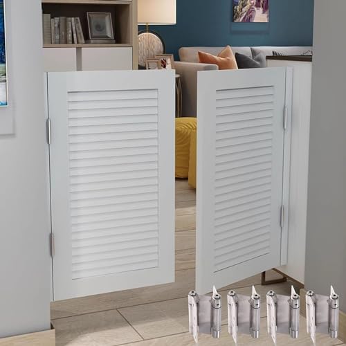 Doppel-Schiebetür für den Innenbereich mit robusten Scharnieren, selbstschließende Café-Lounge-Eingangstüren, Trenntür-Fenster-Design (Farbe: Weiß, Größe: 7 von SHAWLA