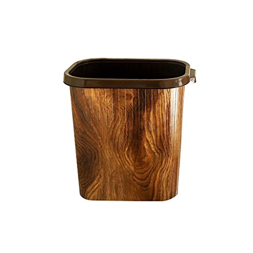 Küchenkorb Abfalleimer mit Druckring, Abfalleimer mit Holznachbildung im Retro-Stil, rechteckiger Abfalleimer, Schlafzimmer Küche Bad Mülleimer von SHAWLA