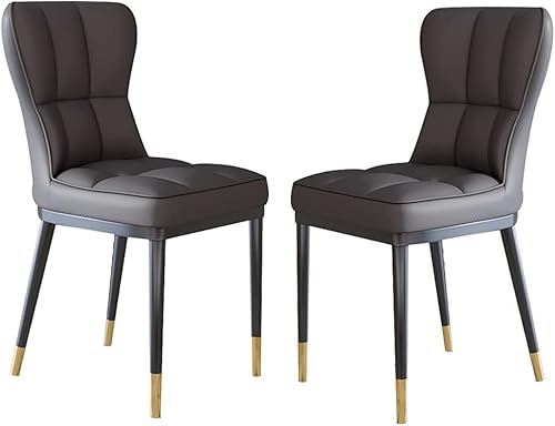 SHAWLA 2er Set Küchenstuhl Esszimmerstuhl Kunstleder mit hoher Rückenlehne Gepolstert und Weiche Metallbeine (Grau) von SHAWLA