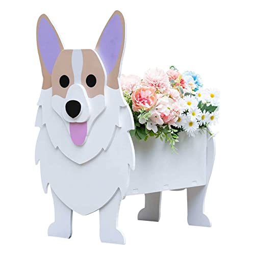 SHAWLA Ornamente Blumentöpfe in Hundeform, Gartentopf in Hundeform, PVC-Topf, Dekoration im Blumentopf für Haustiere (Corgi) von SHAWLA