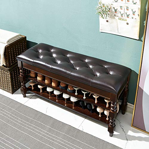 SHAWLA Schuhregal, 2 Schichten, Hocker für Zuhause, verschleißfest, staubdichter Sitz, Schuhregal aus Massivholz, 50/70/90 x 30 x 48 cm (70 cm) von SHAWLA