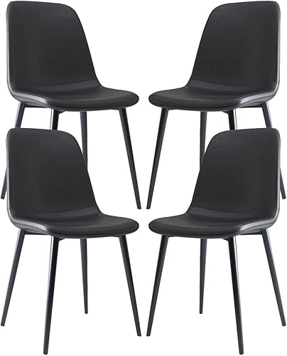 SHAWLA Stuhl Set mit 4 Esszimmerstühlen, moderner Beistellstuhl aus PU-Leder für Wohnzimmer, Schlafzimmer, Theke, Empfangsraum (Farbe: Schwarz) von SHAWLA