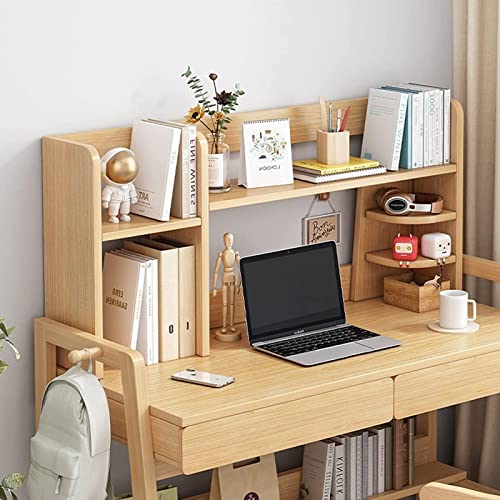 Schreibtisch-Bücherregal 2-lagig Desktop-Speicherorganisator Displaypregal Bücherregal - Schreibtisch-Bücherregal, Massivholz Computerschreibtisch Bücherregal, verstellbarer Displayplanrekorganizer von SHAWLA