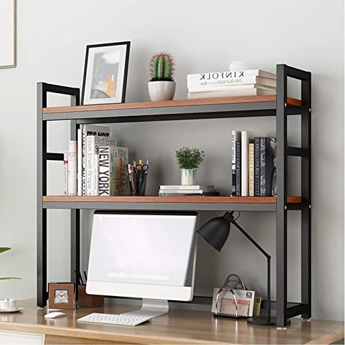 Schreibtisch Bücherregal 2-lagig Desktop Storage Organisator Displaypregal Bücherregal - Schreibtisch Bücherregal, Industrieller Computer Schreibtisch Lagerregale, Schreibtisch Freistehendes Regal Für von SHAWLA