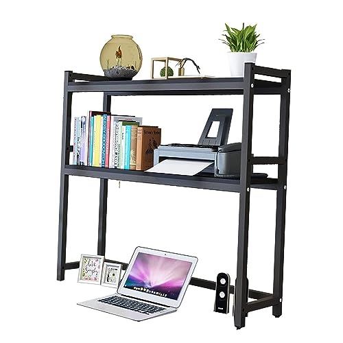 Schreibtisch Bücherregal Desktop Organizer Display Regal Bücherregal - 2-lagiges Schreibtisch-Bücherregal, verstellbares Schreibtisch-Bücherregal, Holz und Metall Computerschreibtisch Bücherregal von SHAWLA